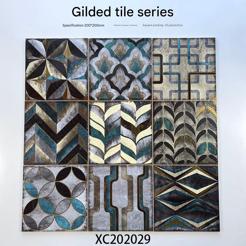 200x200mm Geometric Gilded Mosaic Ceramic Tiles - XC202029