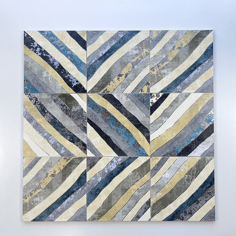 200x200mm Striped Gilded Mosaic Ceramic Tiles - XC202012