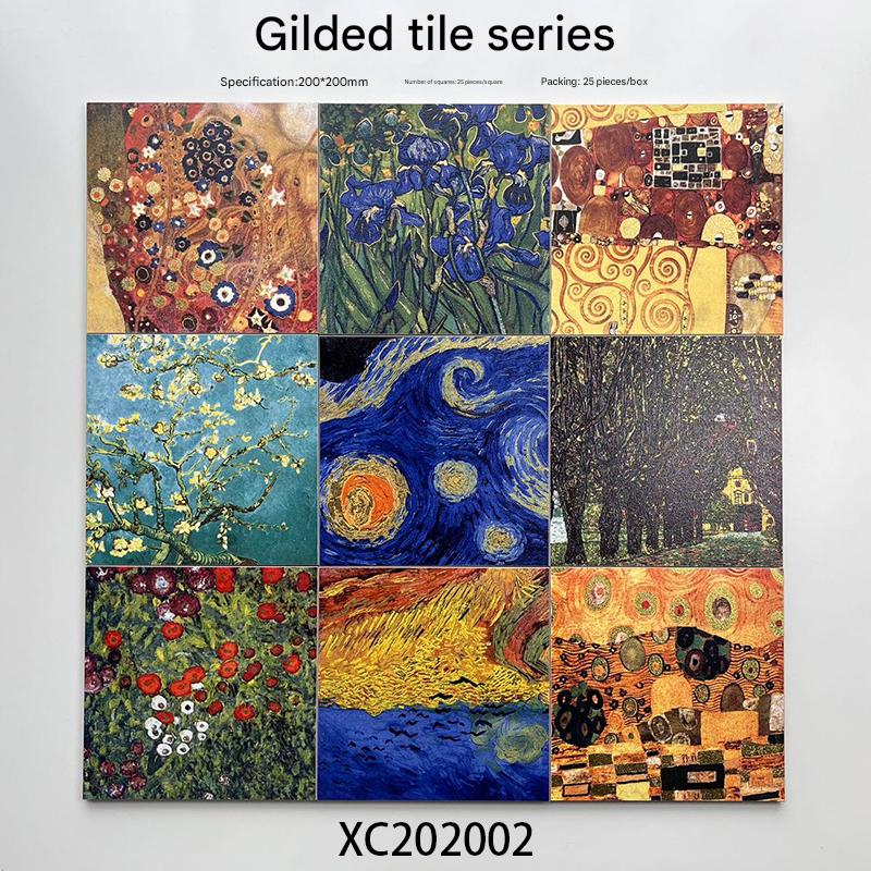 200x200mm Artistic Painting - Inspired Gilded Ceramic Tiles - XC202002
