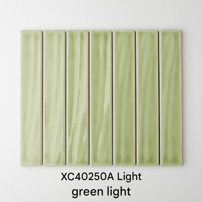 40x250mm Glossy Green Linear Mosaic Tiles - XC40250 Series