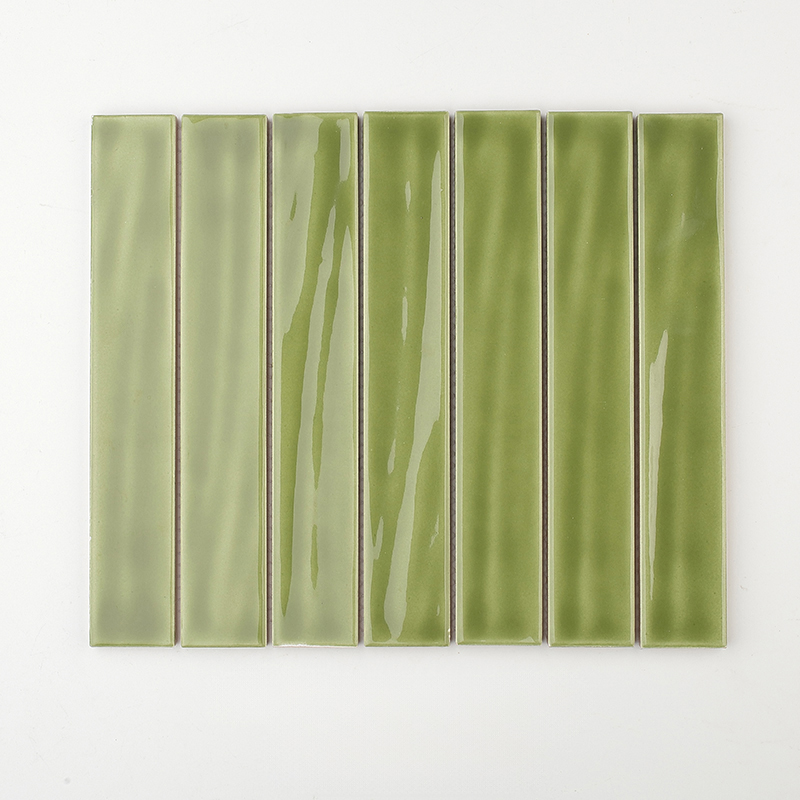 40x250mm Glossy Green Linear Mosaic Tiles - XC40250 Series