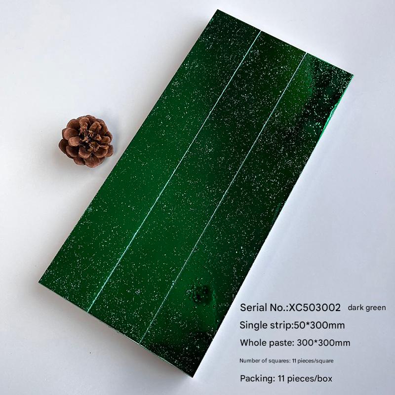 300x300mm Starry - Effect Dark Green Mosaic Tiles - XC503002