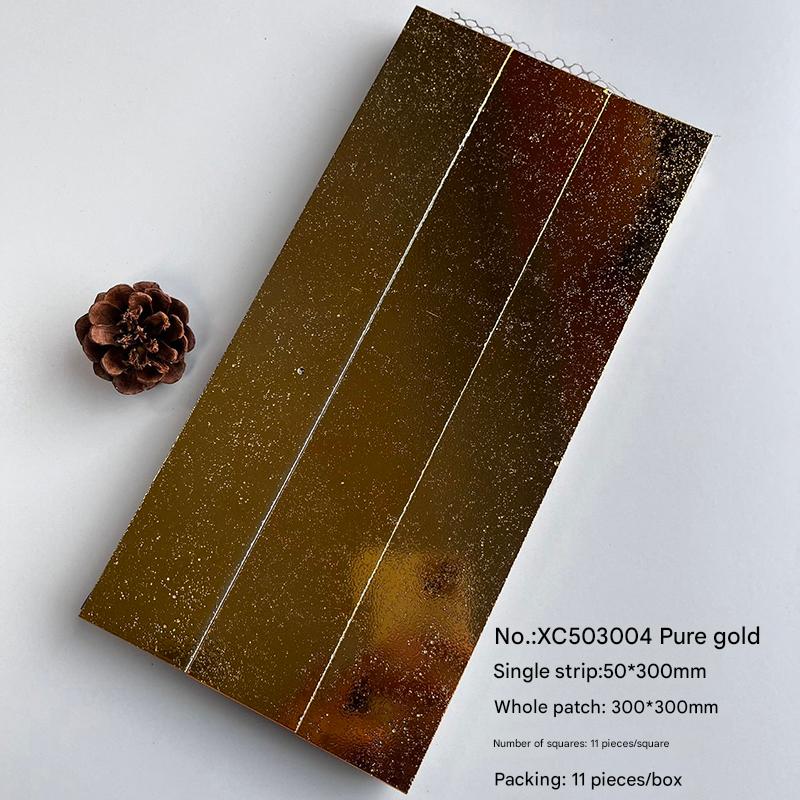 300x300mm Starry - Effect Pure Gold Mosaic Tiles - XC503004