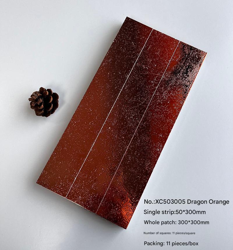 300x300mm Starry - Effect Dragon Orange Mosaic Tiles - XC503005