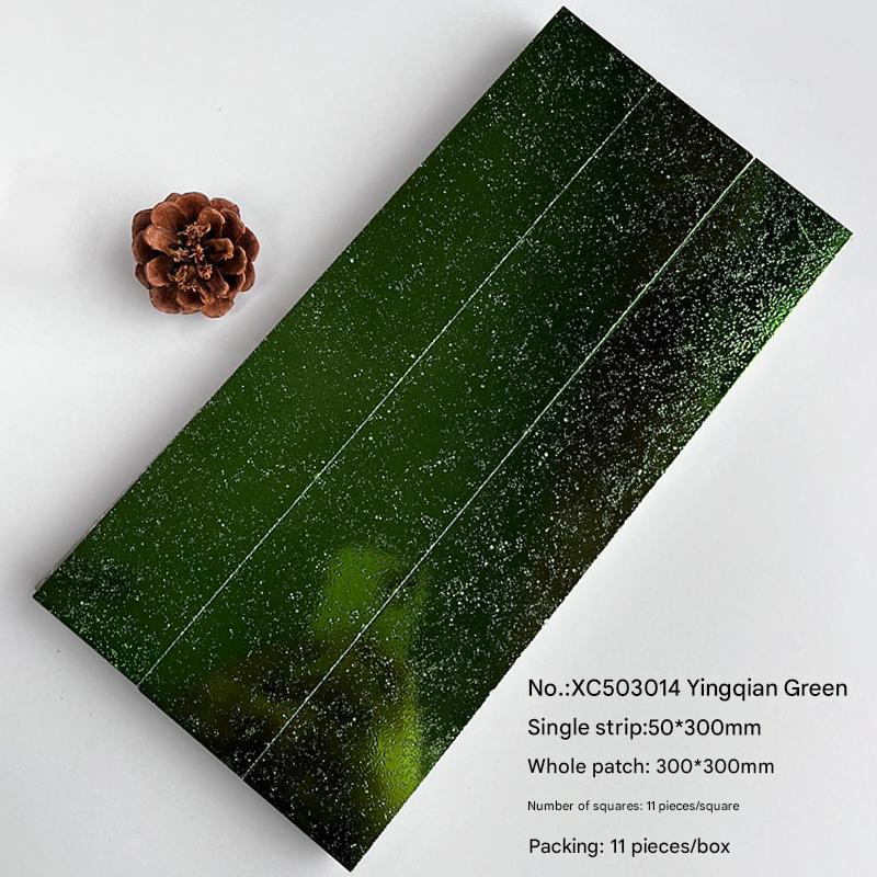 300x300mm Starry - Effect Lush Green Mosaic Tiles - XC503014