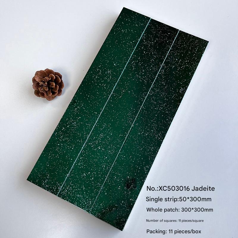 300x300mm Starry - Effect Emerald Green Mosaic Tiles - XC503016