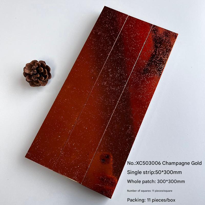 300x300mm Starry - Effect Peach Red Mosaic Tiles - XC503019