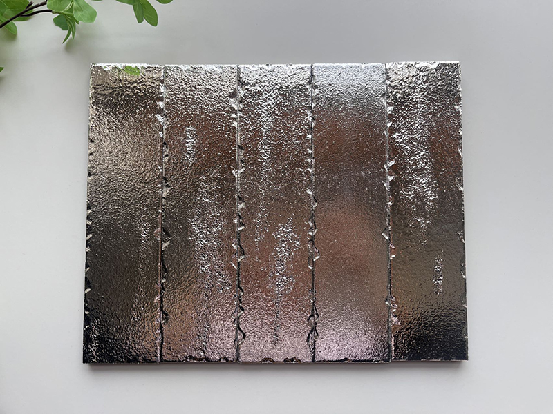 60x240mm Textured Electroplated Silver Mosaic Tiles - XC602401P