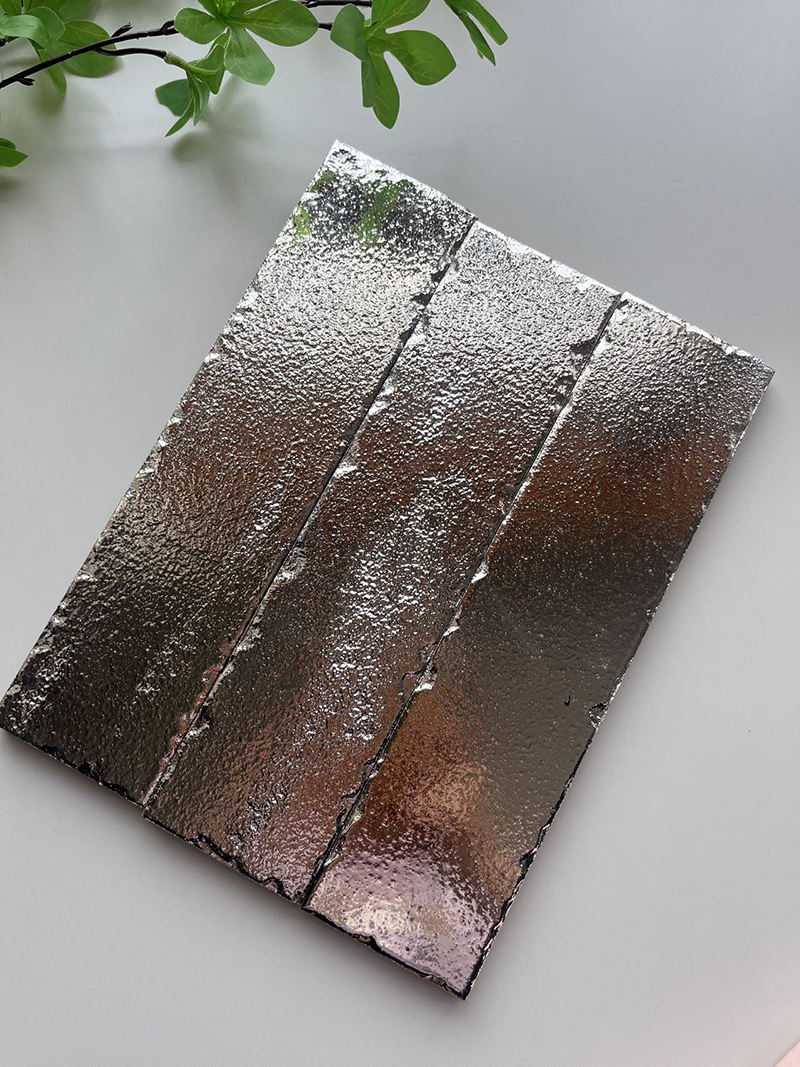60x240mm Textured Electroplated Silver Mosaic Tiles - XC602401P