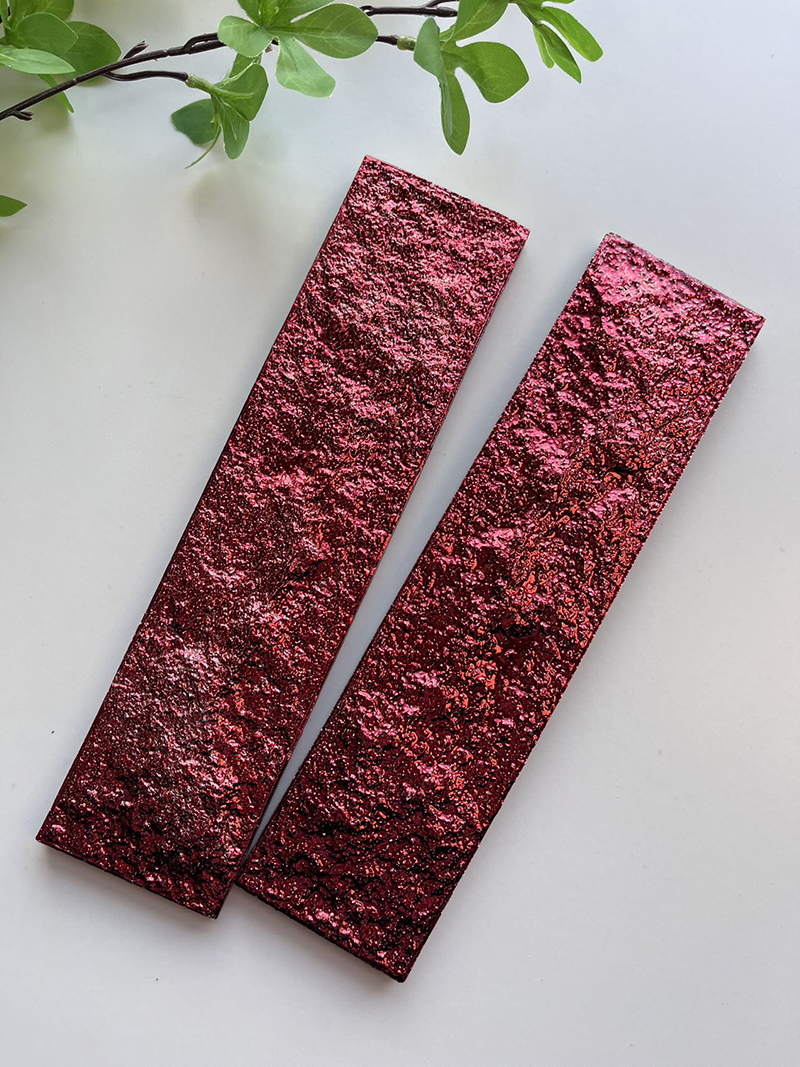 60x240mm Textured Electroplated Ruby Red Mosaic Tiles -XC602403P
