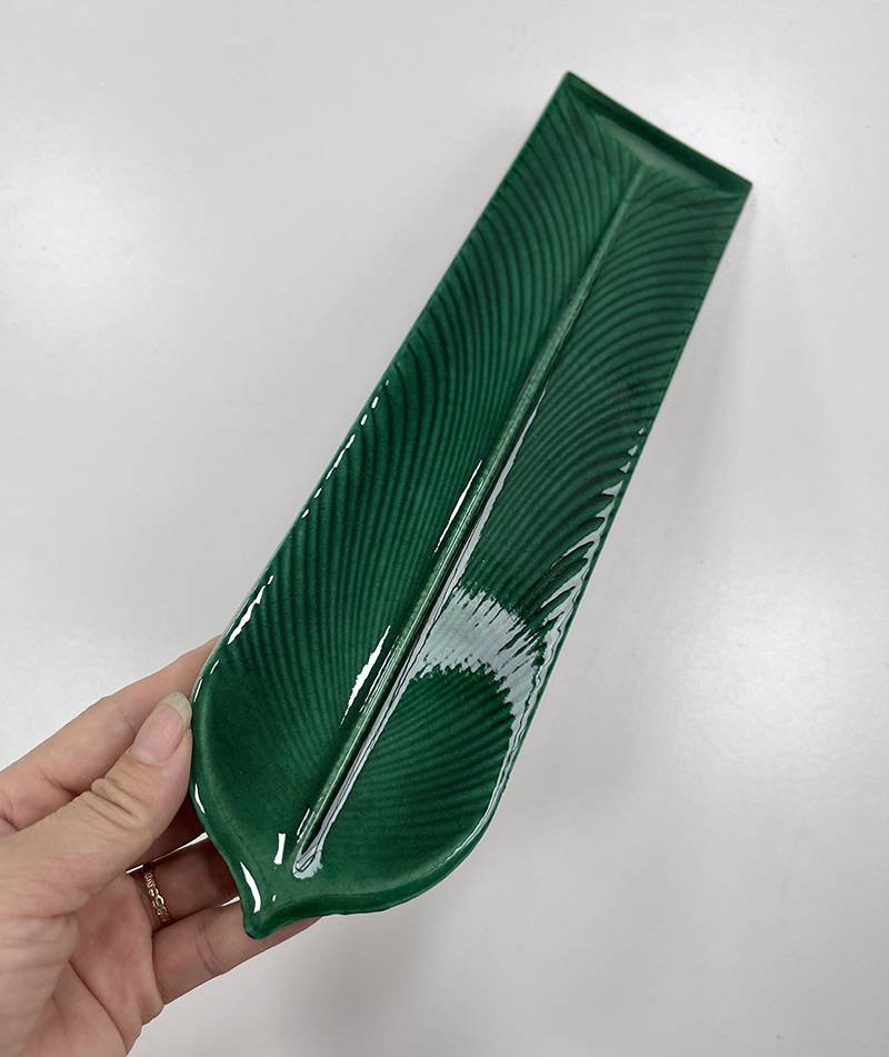 80x300mm Artisan Feather - Shaped Green Mosaic Tiles - XC803001