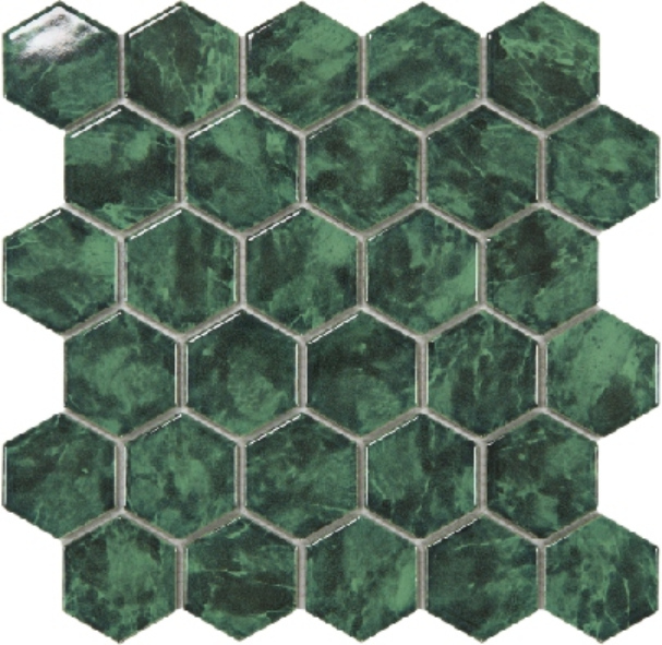 Hexagonal Marble - Effect Inkjet Mosaic Tiles - White with Gray Veins (P5901AB P5902AB P5903AB P5905AB PC48-01 PCDL-01)