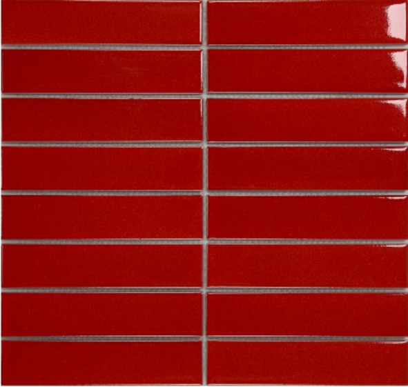32 x 145 mm Glossy Red Rectangular Ceramic Mosaic Tiles (301 302...313 )