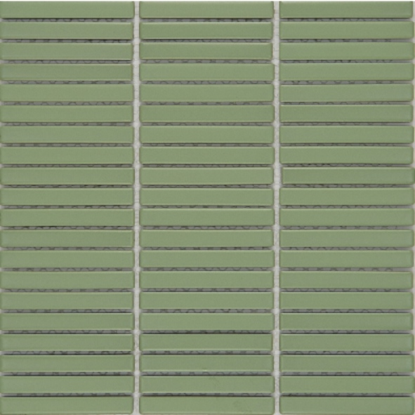 12X92mm Sage Green Rectangular Ceramic Mosaic Tiles - Minimalist Linear Design(1901-1925, F12-1...F12-10)