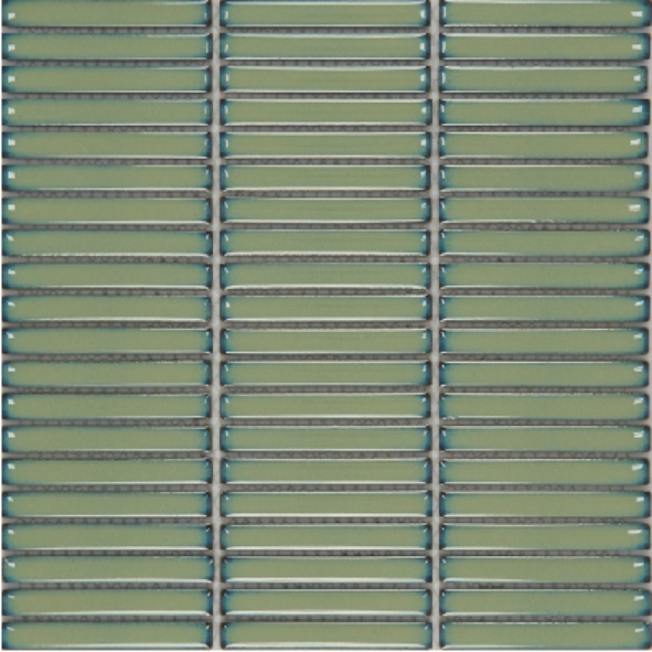 12X92mm Sage Green Rectangular Ceramic Mosaic Tiles - Minimalist Linear Design(1901-1925, F12-1...F12-10)