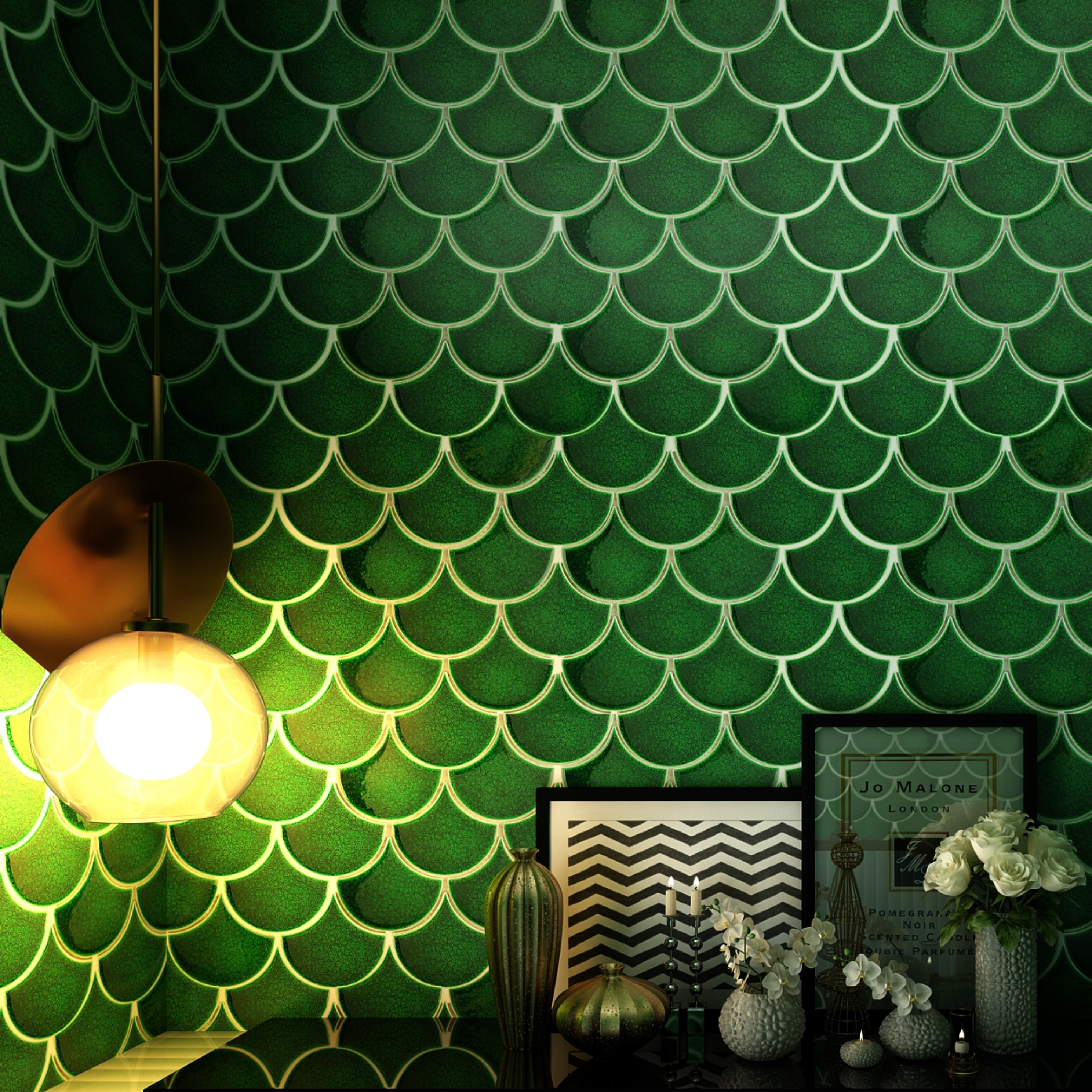 Colorful Fan - Shaped Ceramic Mosaic Tiles - Art Deco Wall Design(S8505...S8520, S9501-S95030)