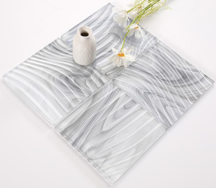 150x150mm Inkjet Glass Mosaic Tiles - Color - Changing Wave Pattern（RTPM435 RTPM436 RTPM437 RTPM438）