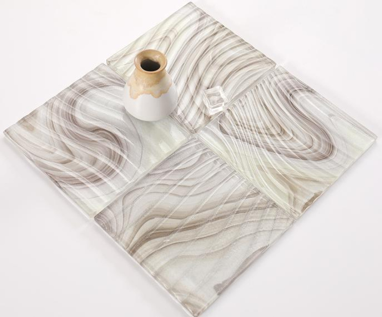 150x150mm Inkjet Glass Mosaic Tiles - Color - Changing Wave Pattern（RTPM435 RTPM436 RTPM437 RTPM438）