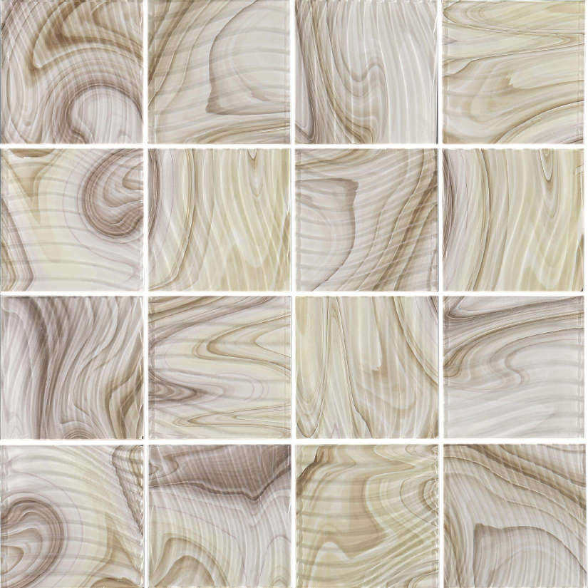 150x150mm Color - Changing Wave Glass Mosaic Tiles - Artistic 16 - Piece Design(RTPM435-RTPM438)