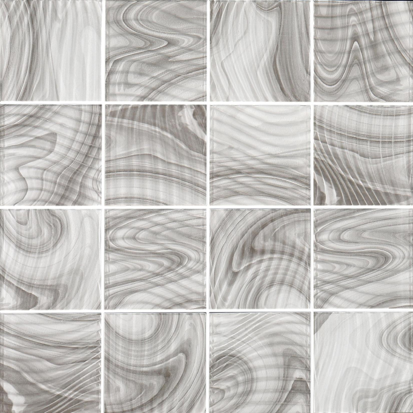 150x150mm Color - Changing Wave Glass Mosaic Tiles - Artistic 16 - Piece Design(RTPM435-RTPM438)