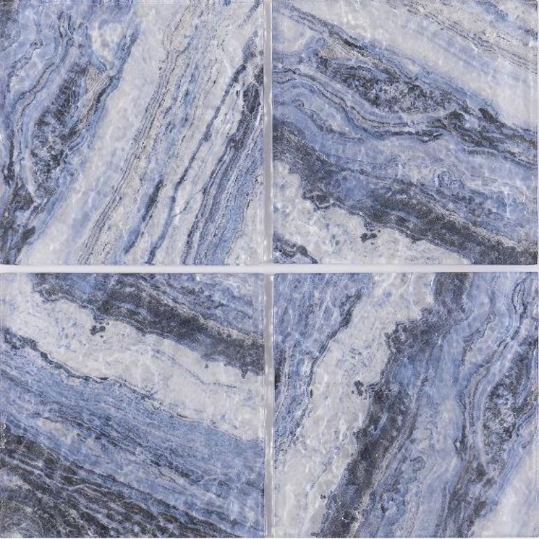150x150mm Inkjet Glass Mosaic Tiles - Blue - Gray Wave Pattern(RTPM443 RTPM444 RTPM445 RTPM446)