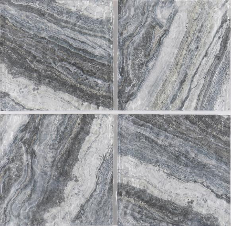 150x150mm Inkjet Glass Mosaic Tiles - Blue - Gray Wave Pattern(RTPM443 RTPM444 RTPM445 RTPM446)