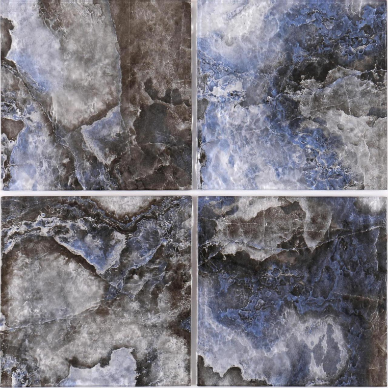 150x150mm Inkjet Glass Mosaic Tiles - Blue - Gray Vein Pattern(RTPM431 RTPM432 RTPM433 RTPM434)