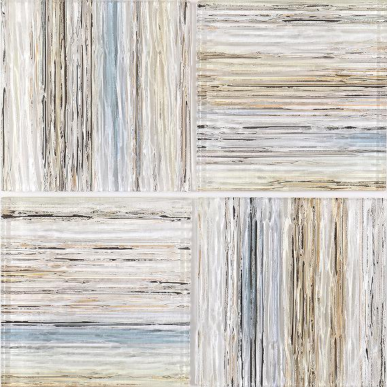 150x150mm Inkjet Glass Mosaic Tiles - Blue - Gray Striped Pattern（RTPM439 RTPM440 RTPM441 RTPM442）