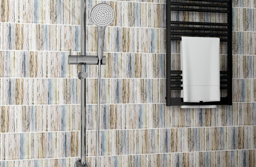 150x150mm Inkjet Glass Mosaic Tiles - Blue - Gray Striped Pattern（RTPM439 RTPM440 RTPM441 RTPM442）