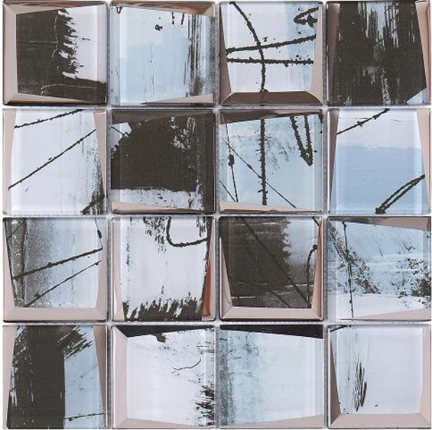 Artistic Brushstroke Glass Mosaic Tiles - 73x73mm & 300x300mm Sheets（RTPM197 RTPM198 RTPM199 RTPM200 RTPM201）