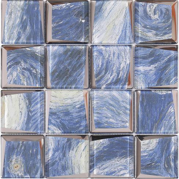 Artistic Brushstroke Glass Mosaic Tiles - 73x73mm & 300x300mm Sheets（RTPM197 RTPM198 RTPM199 RTPM200 RTPM201）