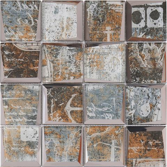 Artistic Brushstroke Glass Mosaic Tiles - 73x73mm & 300x300mm Sheets（RTPM197 RTPM198 RTPM199 RTPM200 RTPM201）