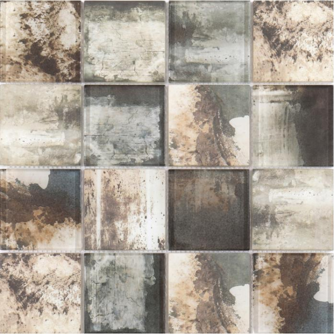 Vintage - Style High - Temp Inkjet Glass Mosaic Tiles - 73x73mm & 300x300mm Sheets（RTPM182 RTPMO67 RTPMO68 RTPMO69 RTPM070）