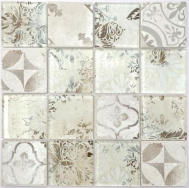 Vintage - Style High - Temp Inkjet Glass Mosaic Tiles - 73x73mm & 300x300mm Sheets（RTPM182 RTPMO67 RTPMO68 RTPMO69 RTPM070）