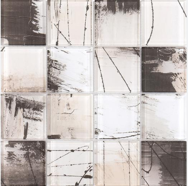 Multi - Size Artistic Brushstroke Glass Mosaic Tiles - 73x73/48x98/48x148/23x73/300x300mm（RTPM167 RTPM168 RTPM169 RTPM170 RTPM171）