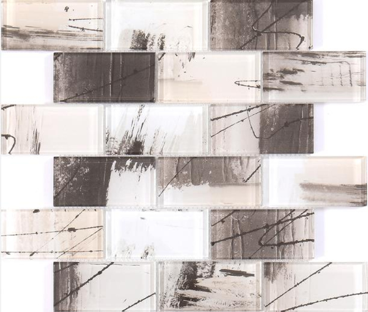 Multi - Size Artistic Brushstroke Glass Mosaic Tiles - 73x73/48x98/48x148/23x73/300x300mm（RTPM167 RTPM168 RTPM169 RTPM170 RTPM171）