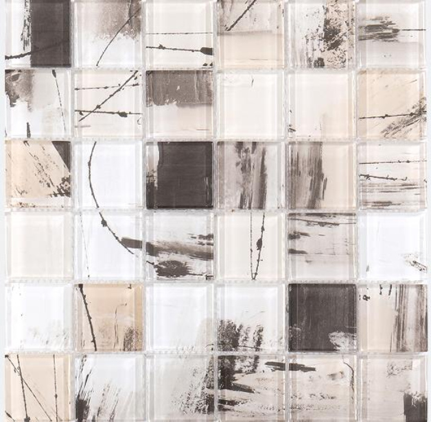 Multi - Size Artistic Brushstroke Glass Mosaic Tiles - 73x73/48x98/48x148/23x73/300x300mm（RTPM167 RTPM168 RTPM169 RTPM170 RTPM171）