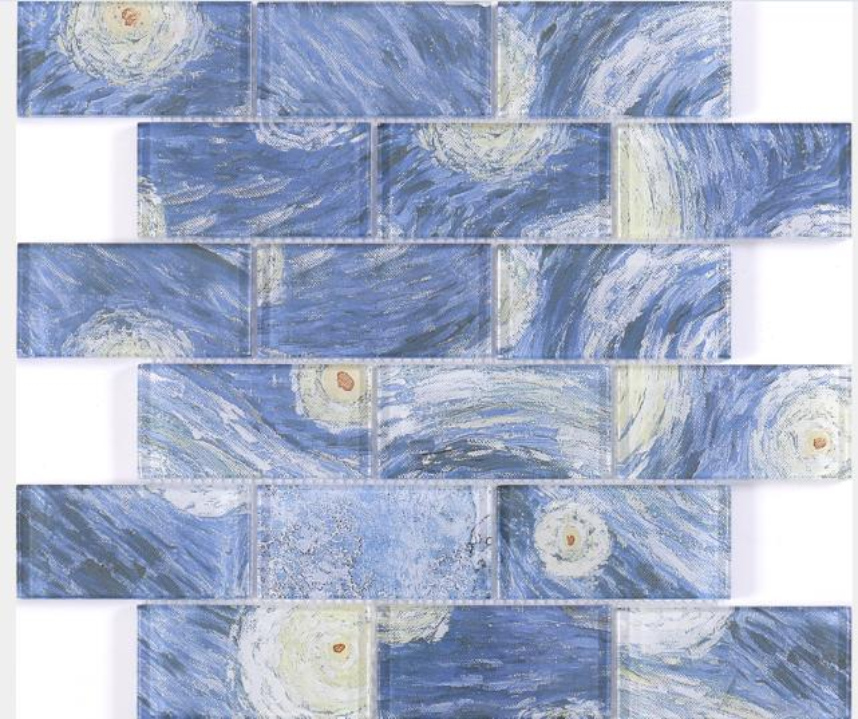 48x48 & 300x300mm Starry Night - Inspired High - Temp Inkjet Glass Mosaic Tiles(RTPM143 RTPM144 RTPM145 RTPM146 RTPM147)