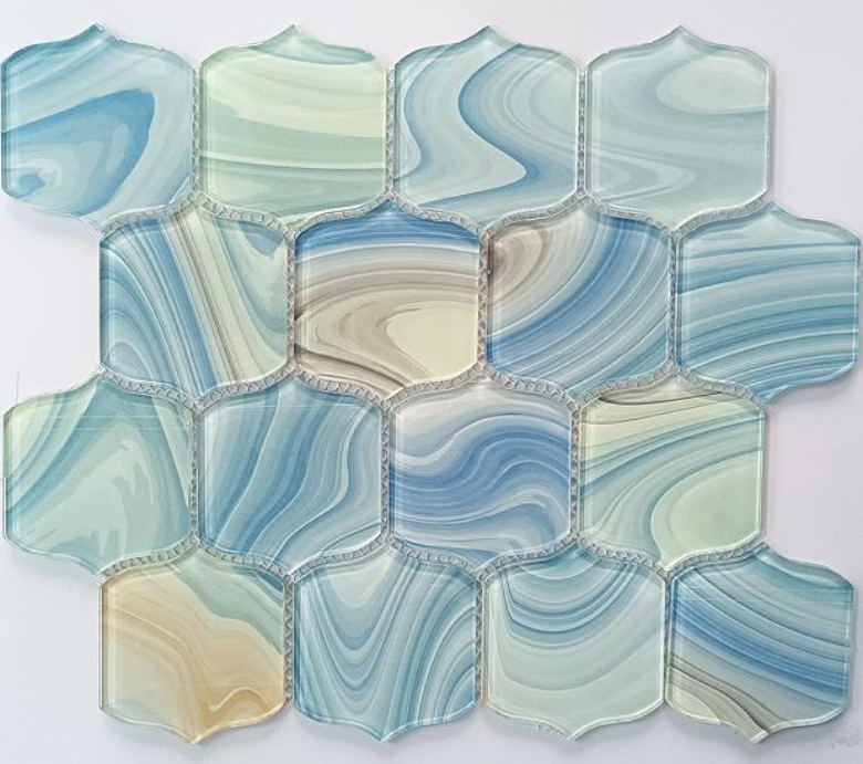 308x265mm Hexagon Artistic Pattern High - Temp Inkjet Glass Mosaic Tiles（RTPM137 RTPM138 RTPM139 RTPM140 RTPM136 RTPM209 RTPM213 RTPM210 RTPM214 RTPM211 RTPM215 RTPM212 RTPM216）