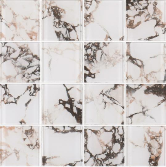 73x73/48x98/300x300mm Marble - Effect High - Temp Inkjet Glass Mosaic Tiles(RTPMO55 RTPMO56)