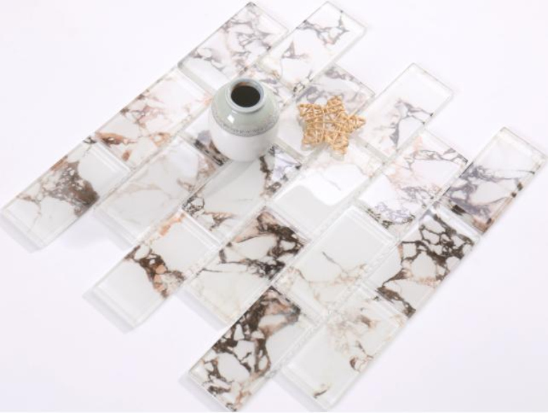 73x73/48x98/300x300mm Marble - Effect High - Temp Inkjet Glass Mosaic Tiles(RTPMO55 RTPMO56)