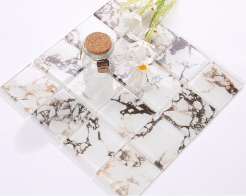 73x73/48x98/300x300mm Marble - Effect High - Temp Inkjet Glass Mosaic Tiles(RTPMO55 RTPMO56)