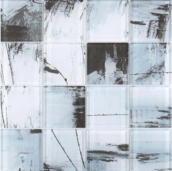 73x73 & 300x300mm Abstract Brushstroke High - Temp Inkjet Glass Mosaic Tiles(RTPM167- RTPM171, RTPM172-RTPM176, RTPM177-RTPM181)