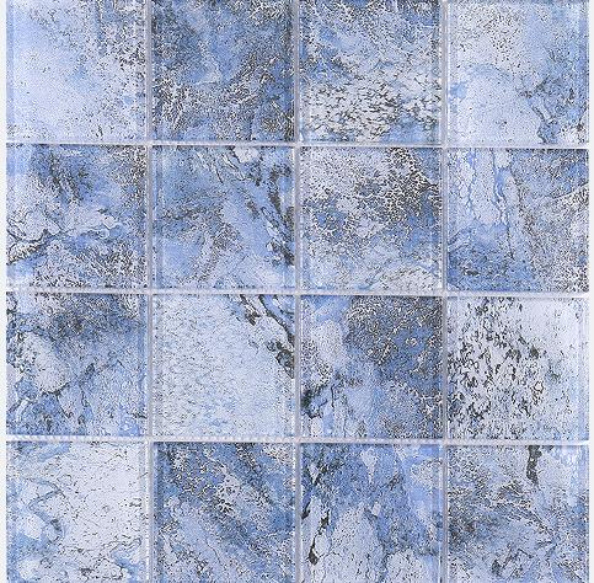 73x73 & 300x300mm Blue - Toned Textured High - Temp Inkjet Glass Mosaic Tiles(RTPM158 RTPM159 RTPMO35 RTPM160 RTPM161)