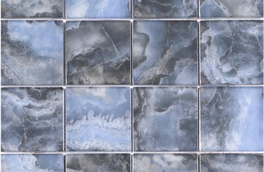 73x73 & 300x300mm Blue - Gray Marbled High - Temp Inkjet Glass Mosaic Tiles(RTPMO58 RTPMO57 RTPMO59)