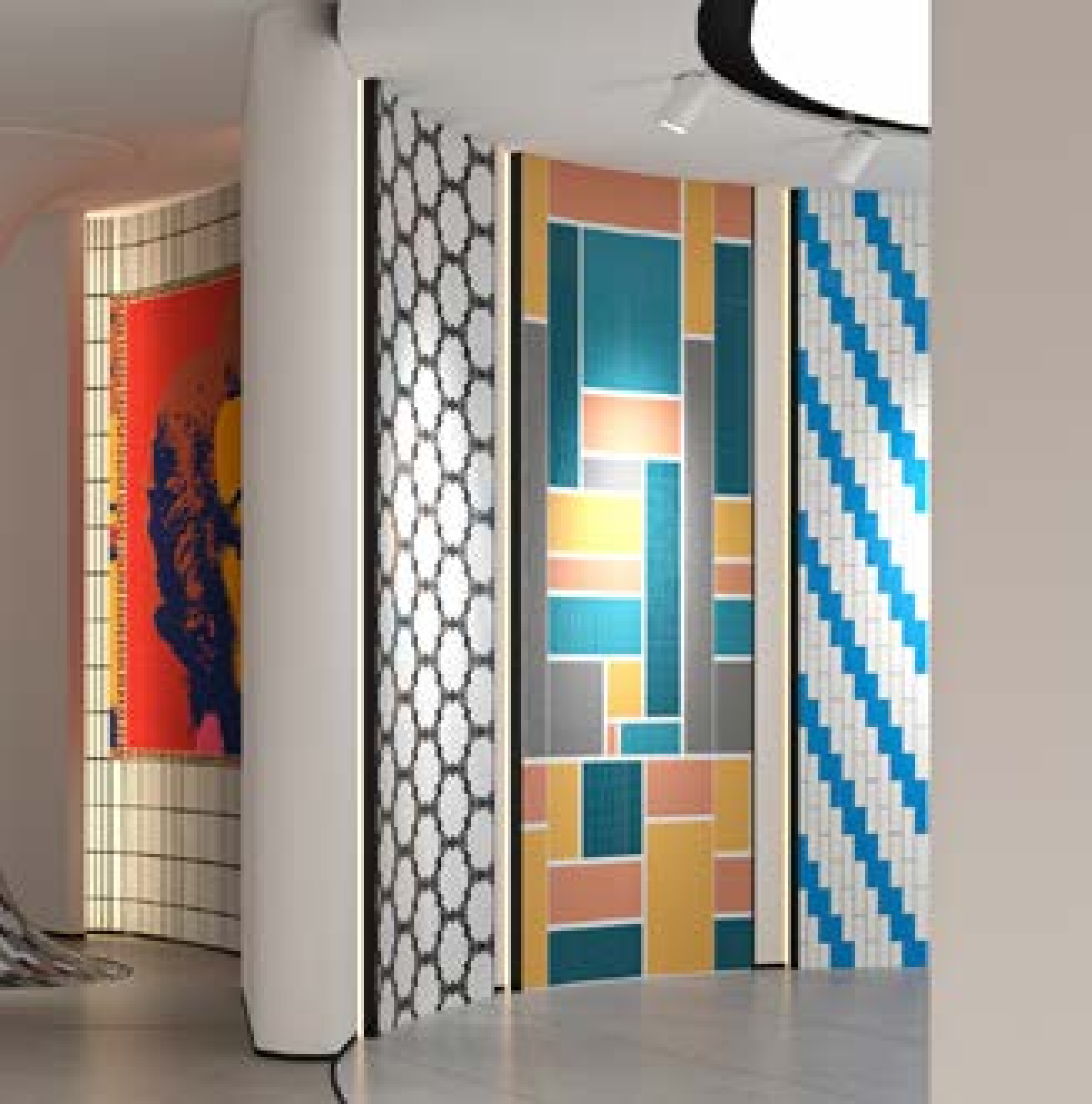 9.5x9.5mm Color - Blocked Puzzled Mosaic Tiles ( VF81774T)