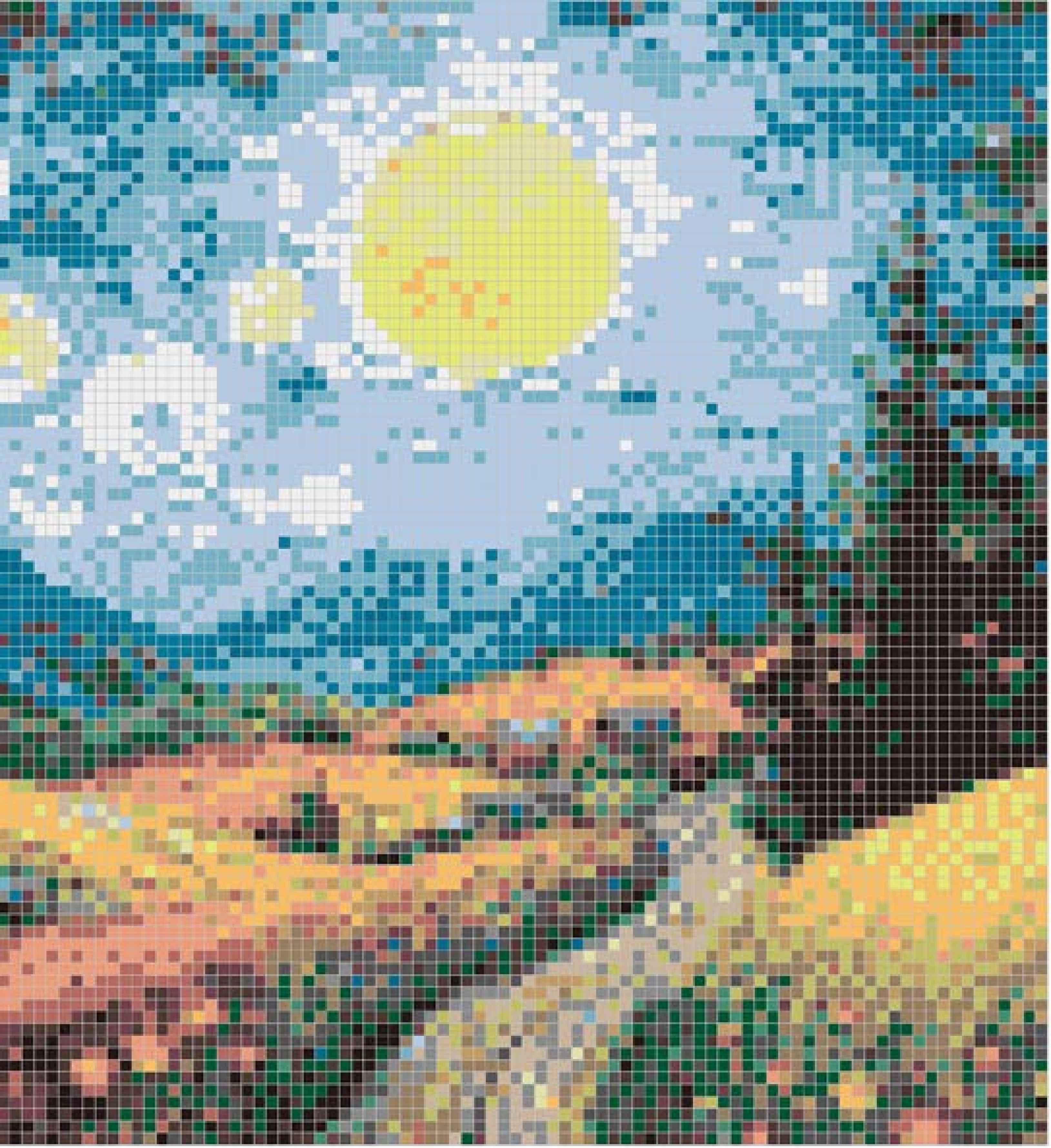 9.5x9.5mm Impressionist Landscape Puzzled Mosaic Tiles ( VF81771T)