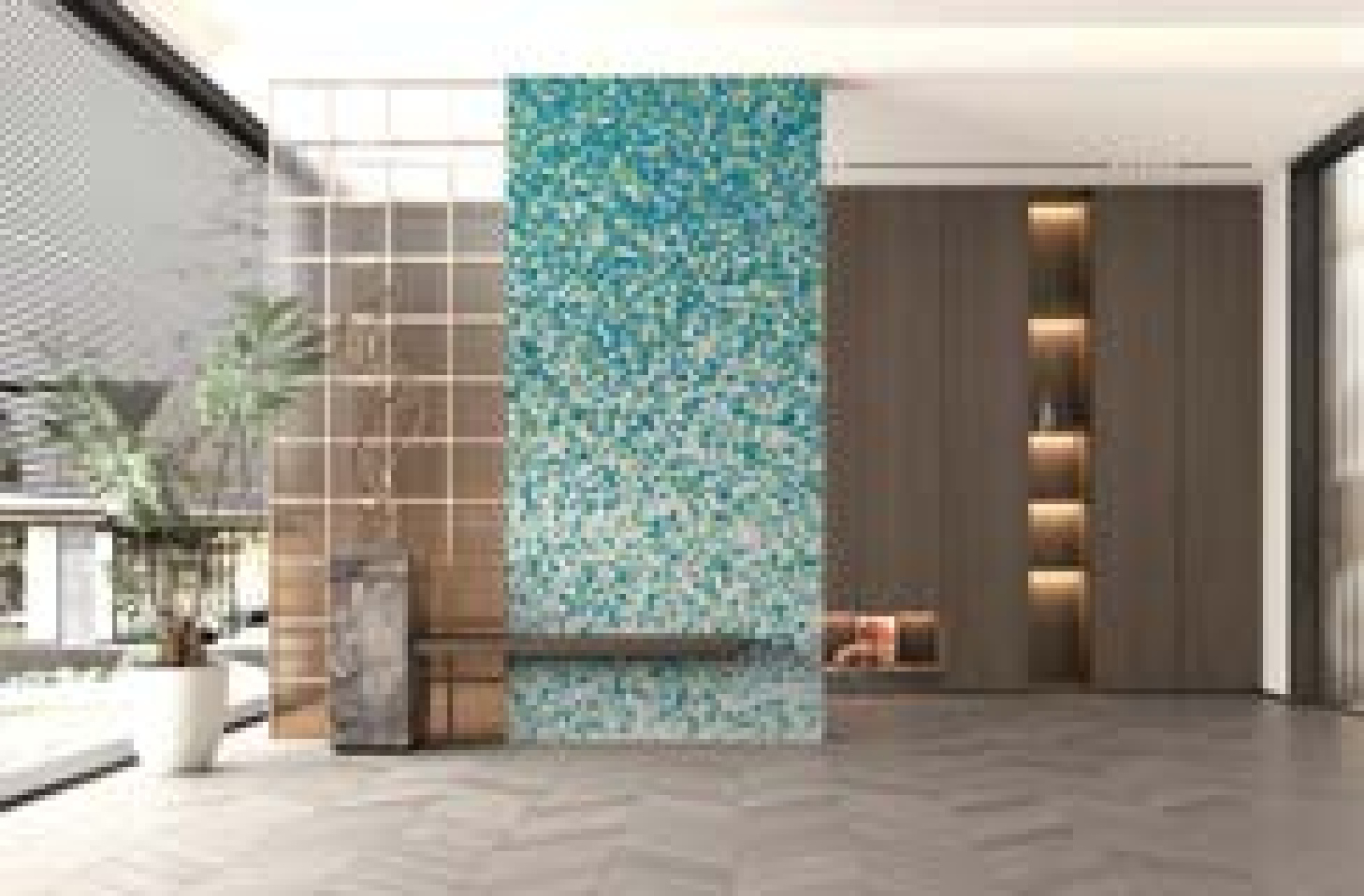 9.5x9.5mm Geometric Color - Blocked Puzzled Mosaic Tiles ( VF81796T)