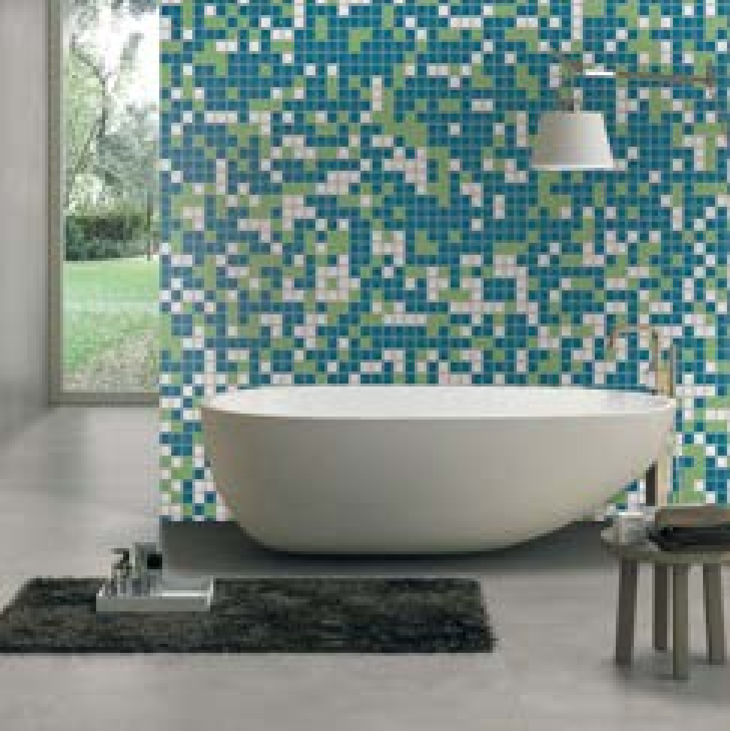 9.5x9.5mm Geometric Color - Blocked Puzzled Mosaic Tiles ( VF81796T)