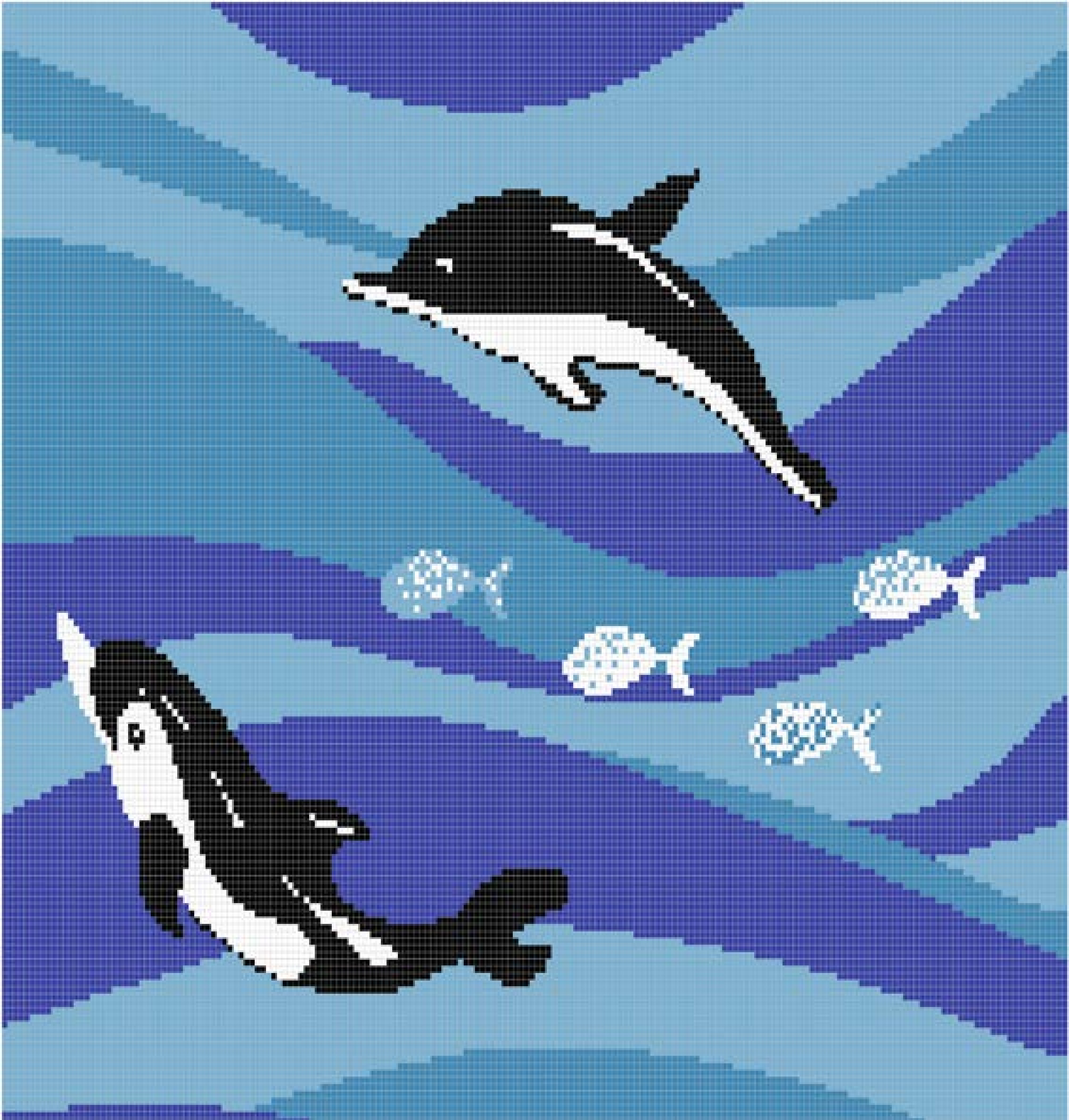 23x23mm Dolphin - Patterned Puzzled Mosaic Tiles (WN30727)